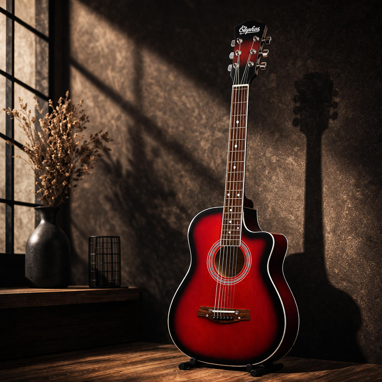 Professional 39-Inch Travel Acoustic Guitar – Slim Body Cutaway Design with Balanced Sound